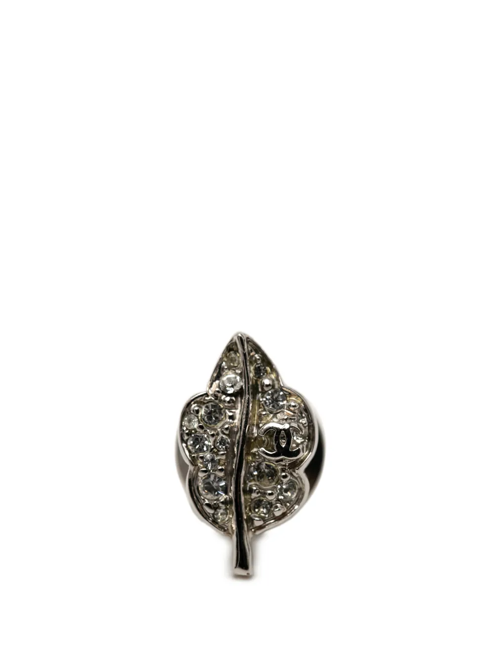 CHANEL Pre-Owned 2007 CC Brass Strass Leaf Brooch costume brooch - Argento