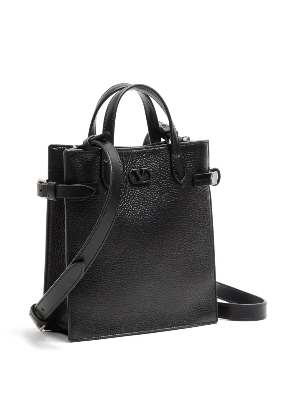 Valentino Garavani Antibes kleine shopper van gekorreld leer Zwart