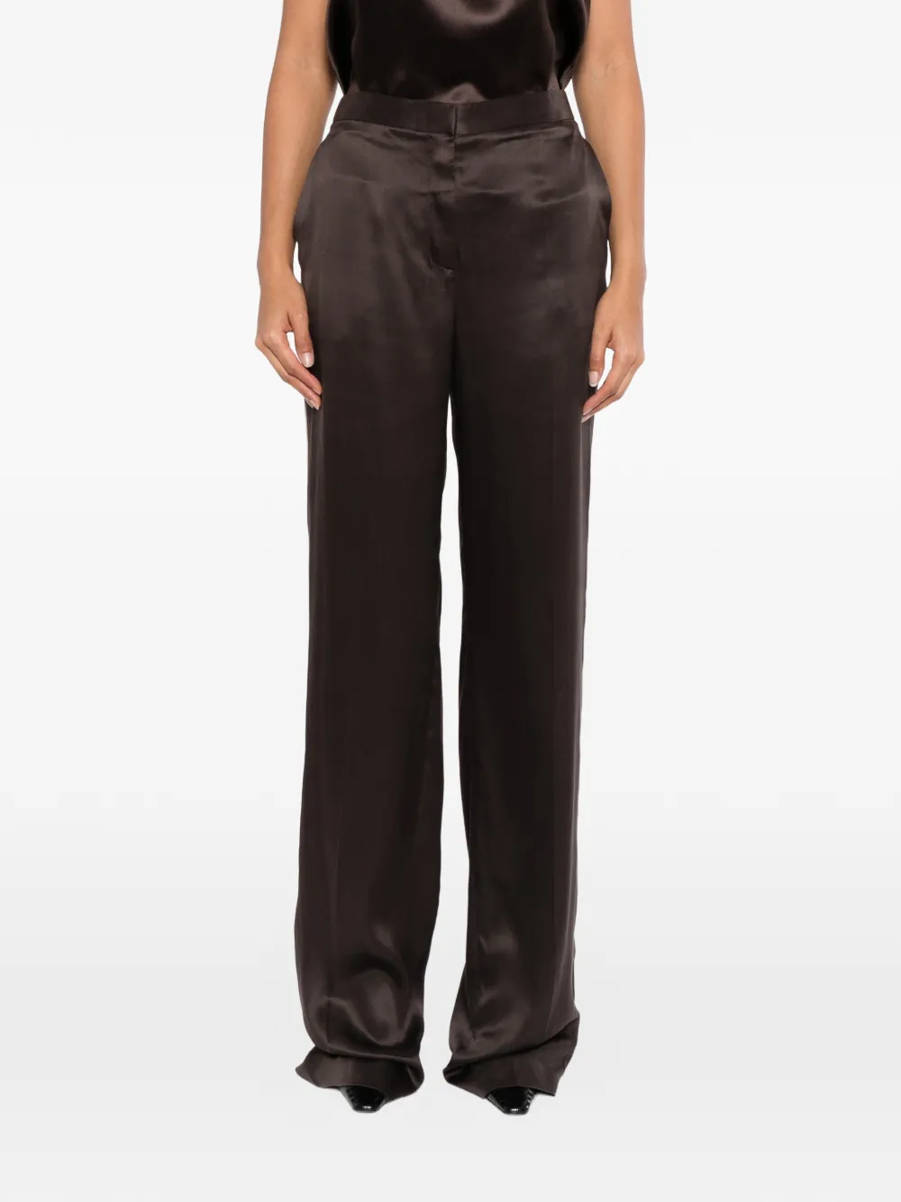 TOM FORD Palazzo broek met zijstrepen Bruin