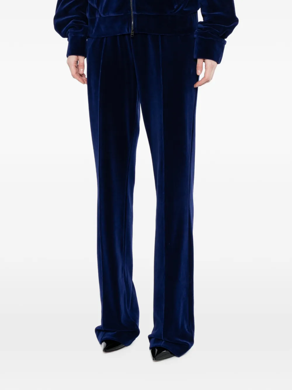 TOM FORD Ton-sur-ton TF hoodie van velours met borduurwerk en rits Blauw