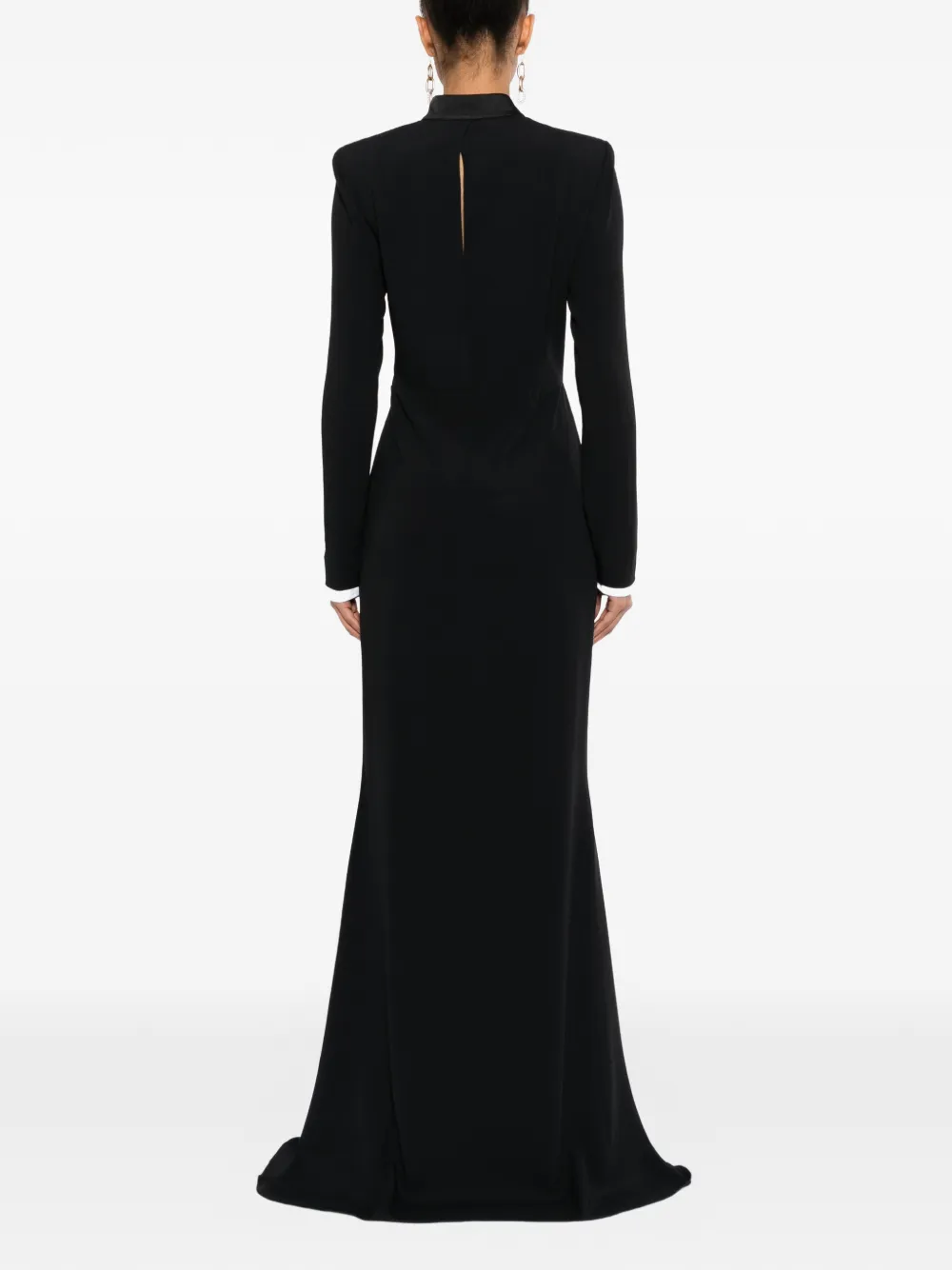 TOM FORD Jurk met hoge hals en satijnen vlakken Zwart