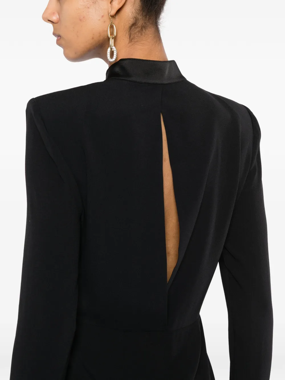 TOM FORD Jurk met hoge hals en satijnen vlakken Zwart