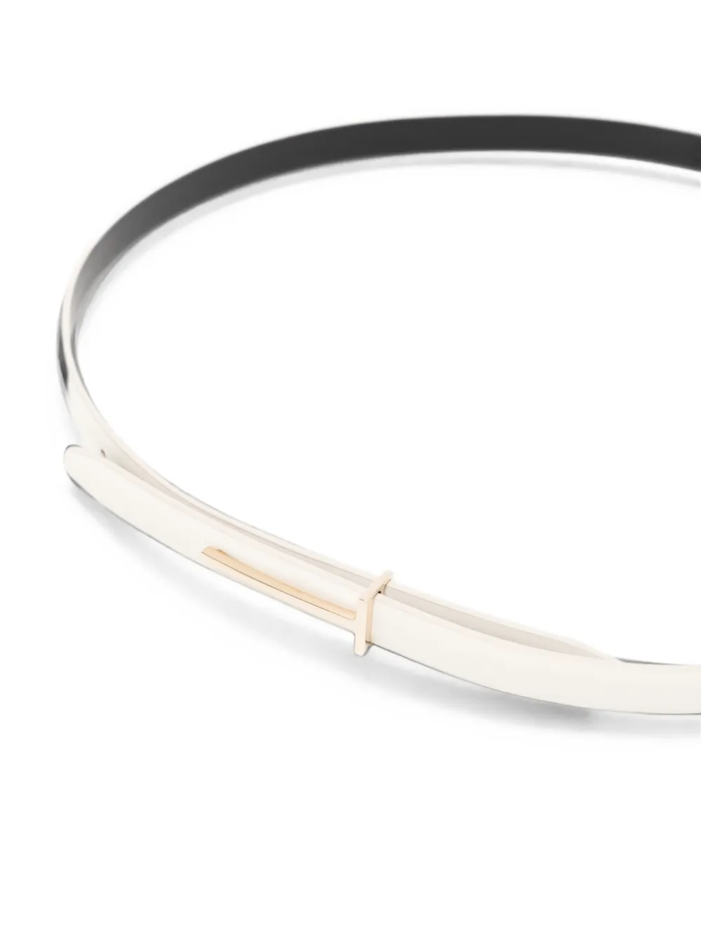 TOM FORD Spazzolato leren smalle T-riem Wit