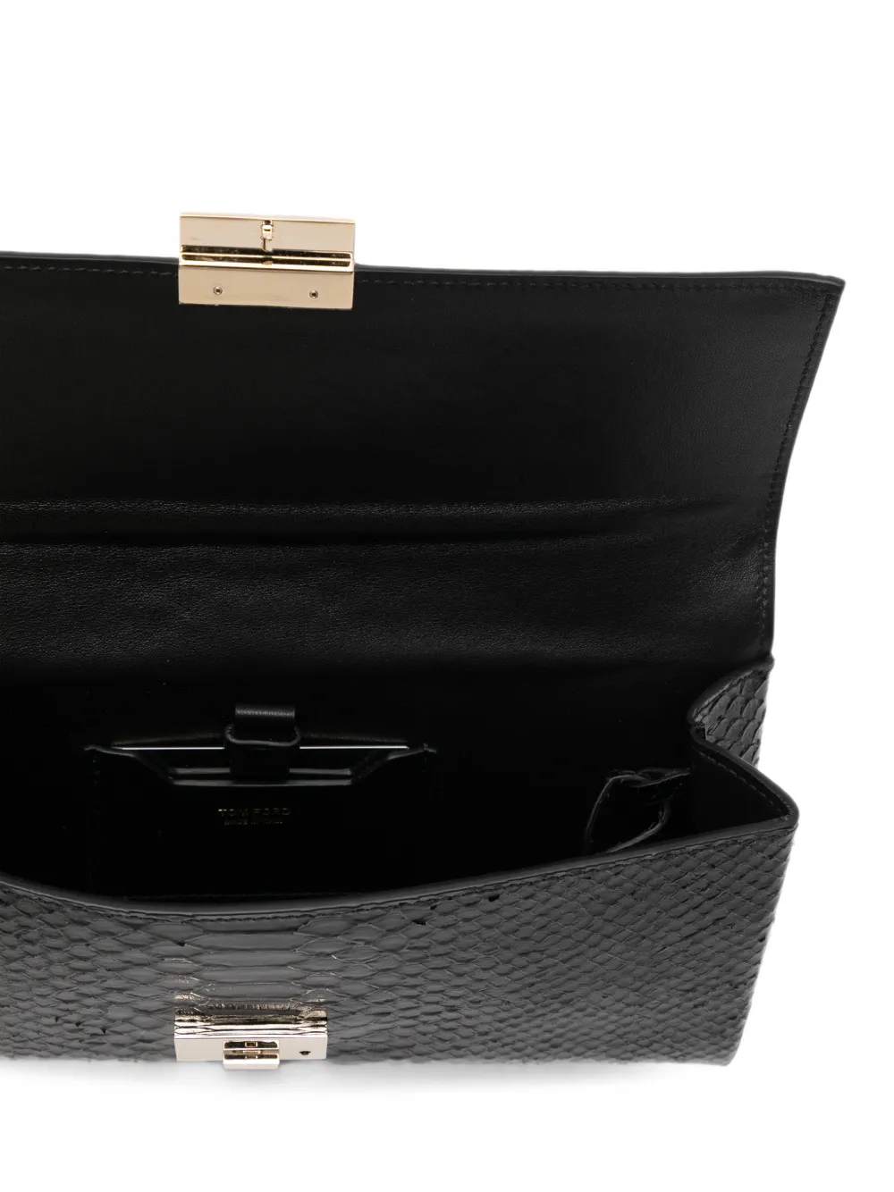 TOM FORD Leren clutch met python-effect Zwart