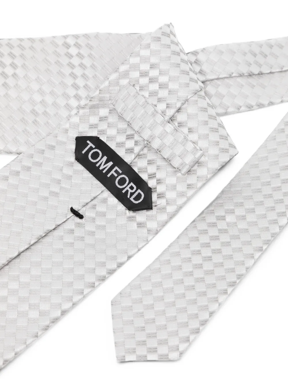 TOM FORD Satijnen stropdas met netpatroon Grijs
