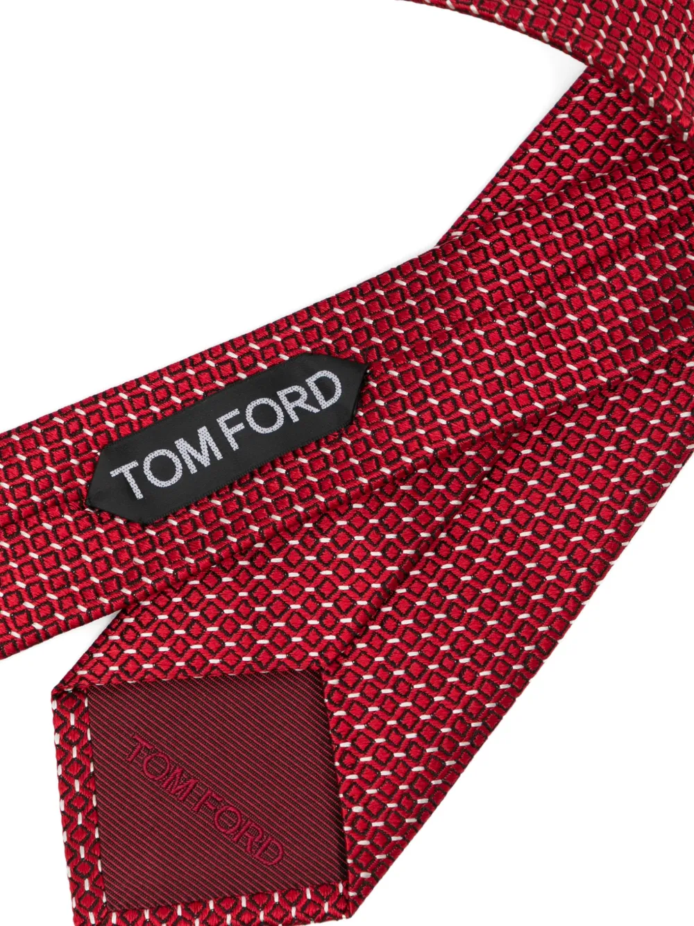TOM FORD silk jacquard clover tie Rood