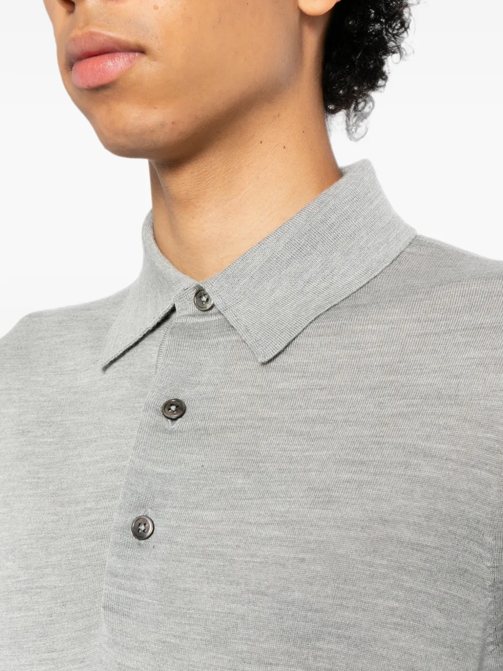 TOM FORD Fijngebreid poloshirt Grijs