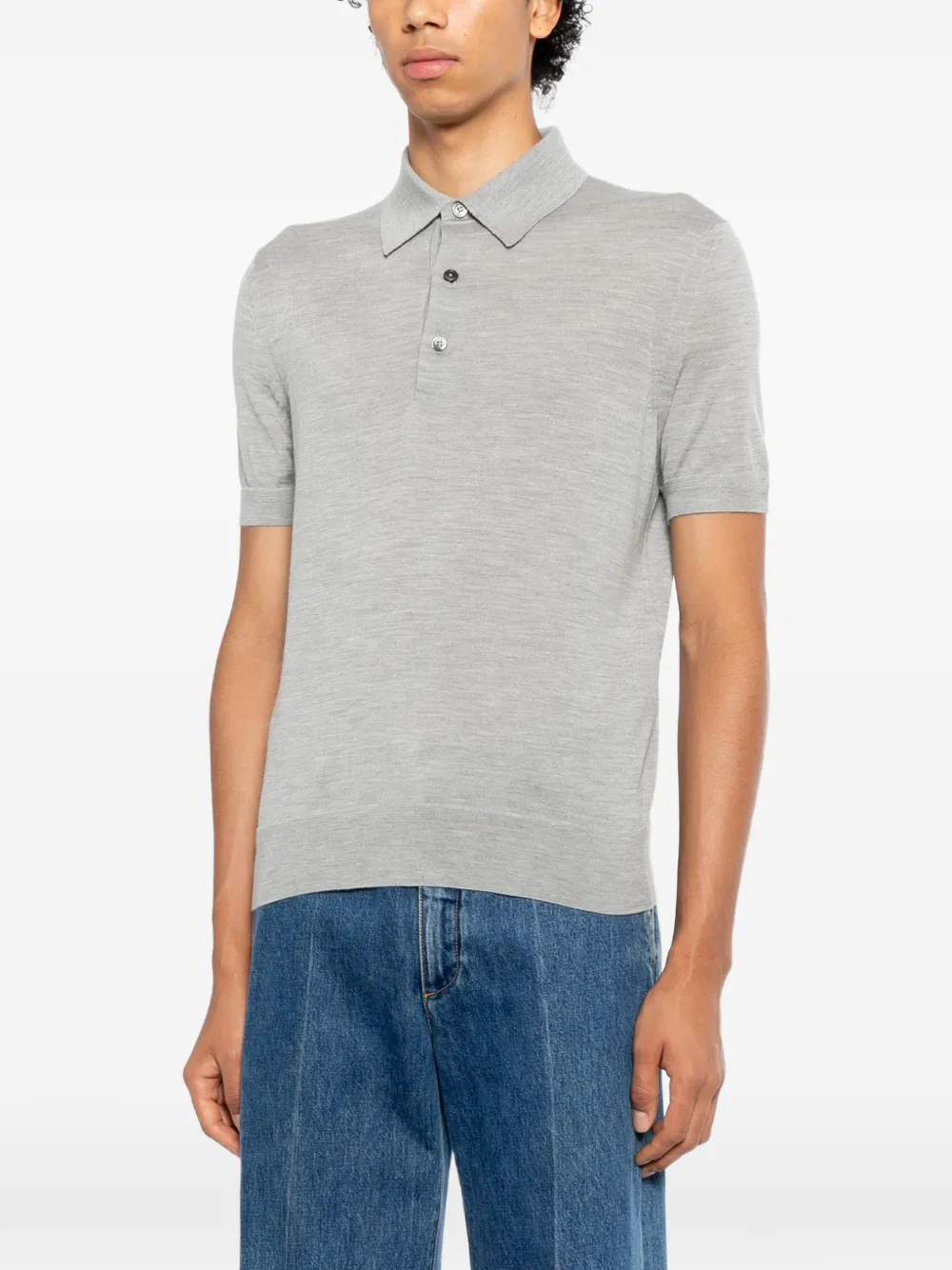 TOM FORD Fijngebreid poloshirt Grijs