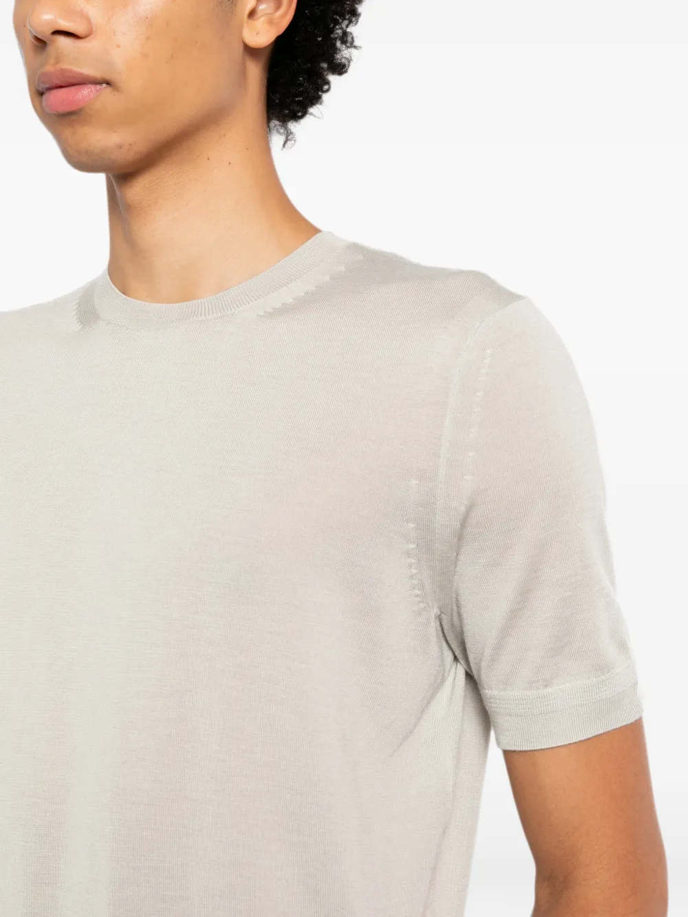 TOM FORD fine-knit short-sleeve T-shirt Beige