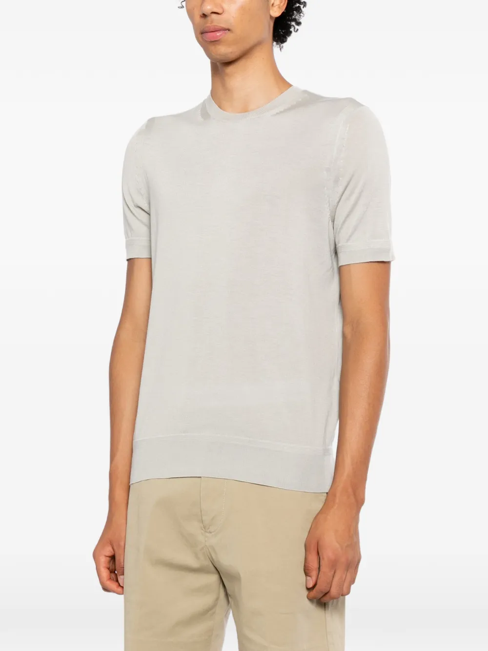 TOM FORD fine-knit short-sleeve T-shirt Beige