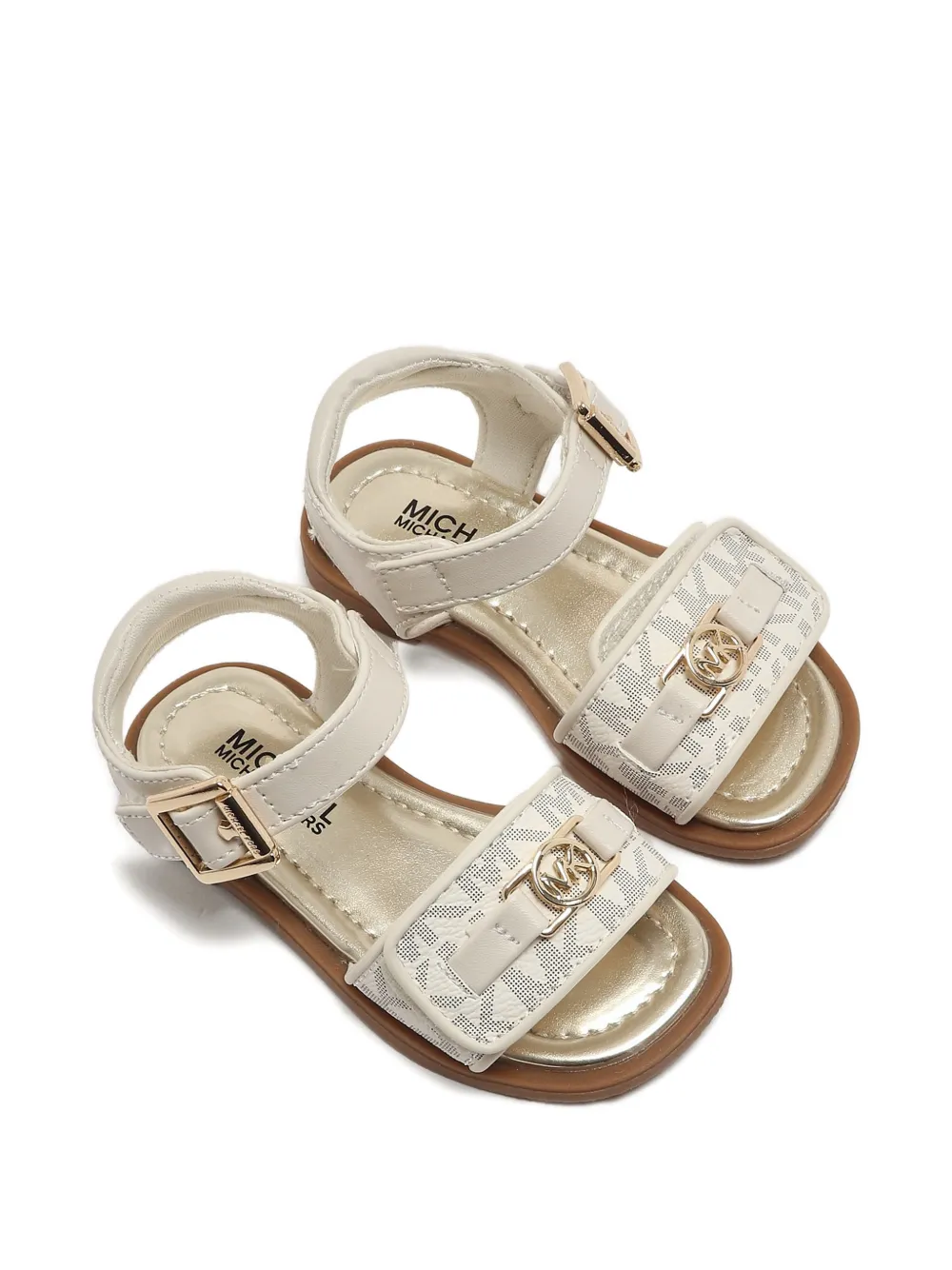 Michael Kors Kids monogram-print touch-strap sandals Beige