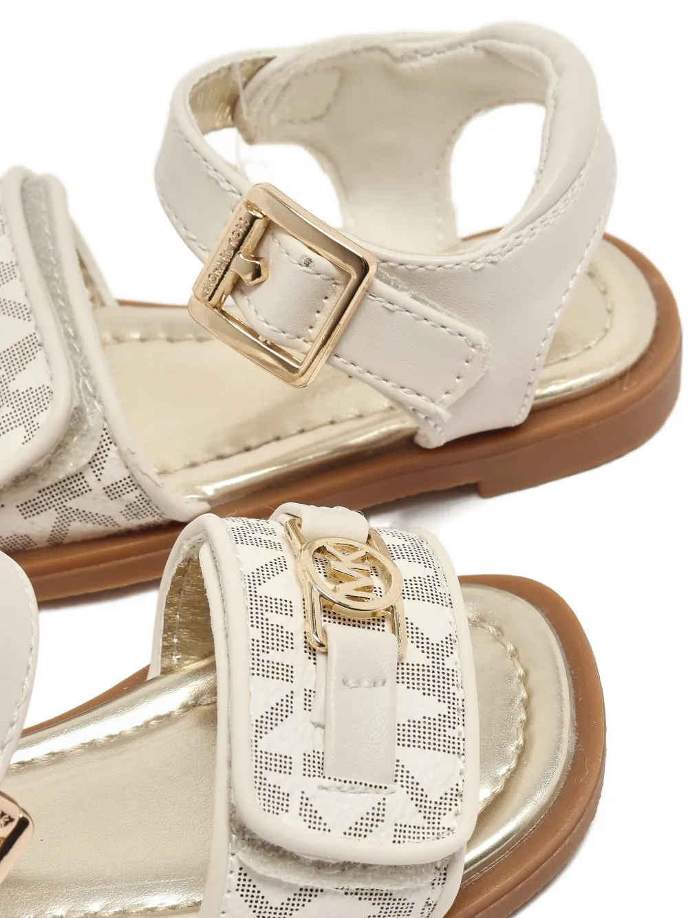 Michael Kors Kids monogram-print touch-strap sandals Beige