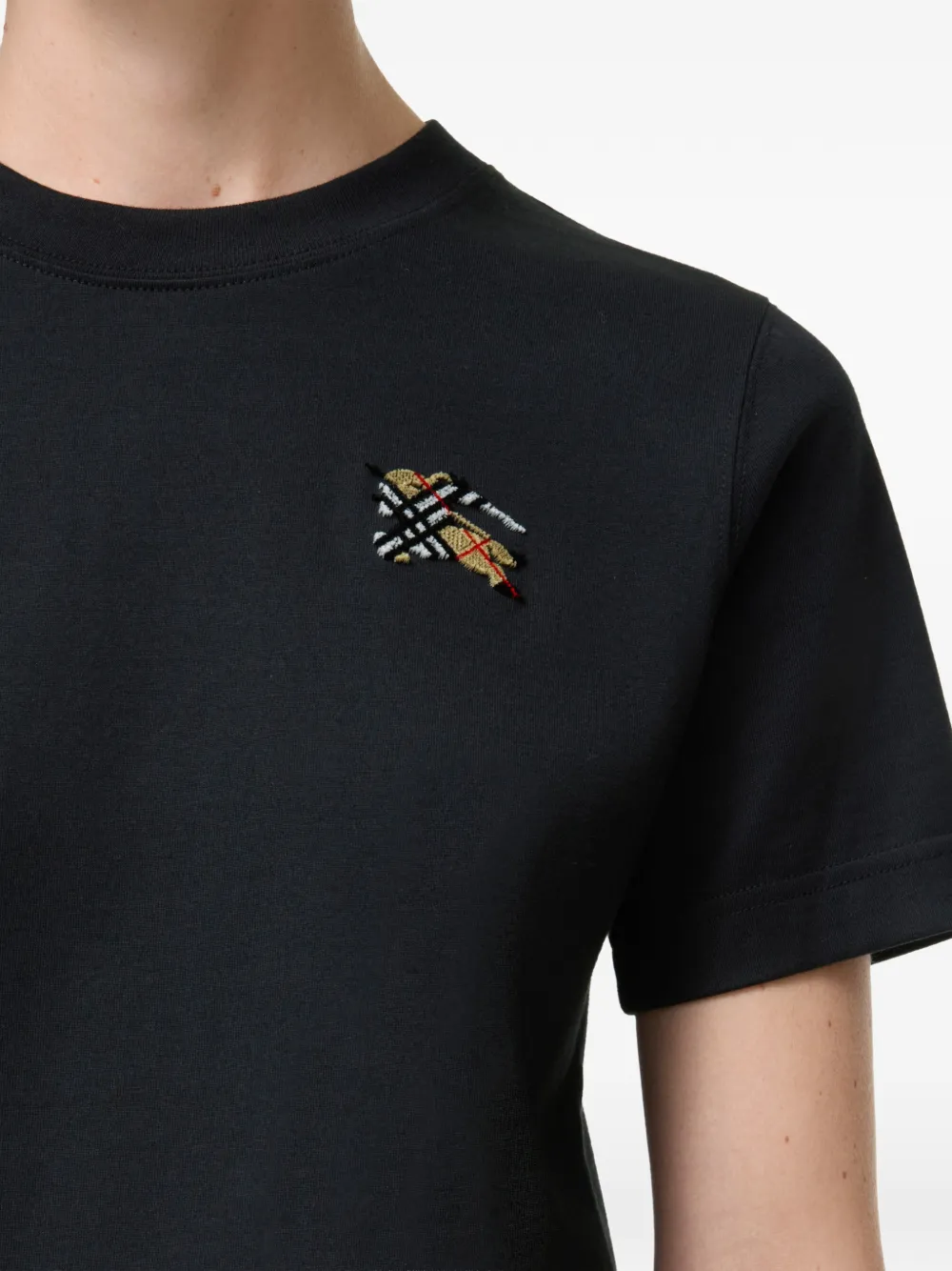 Burberry Knight Check katoenen T-shirt Zwart