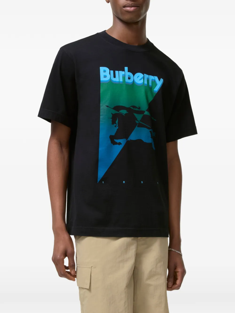 Burberry Knight katoenen T-shirt Zwart