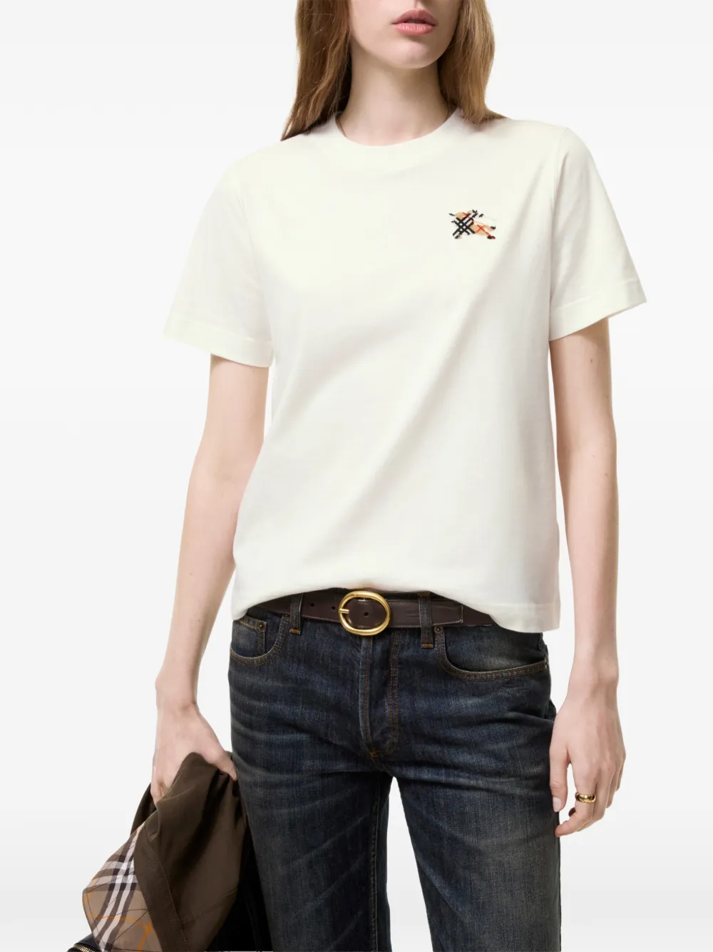 Burberry Knight Check katoenen T-shirt Wit