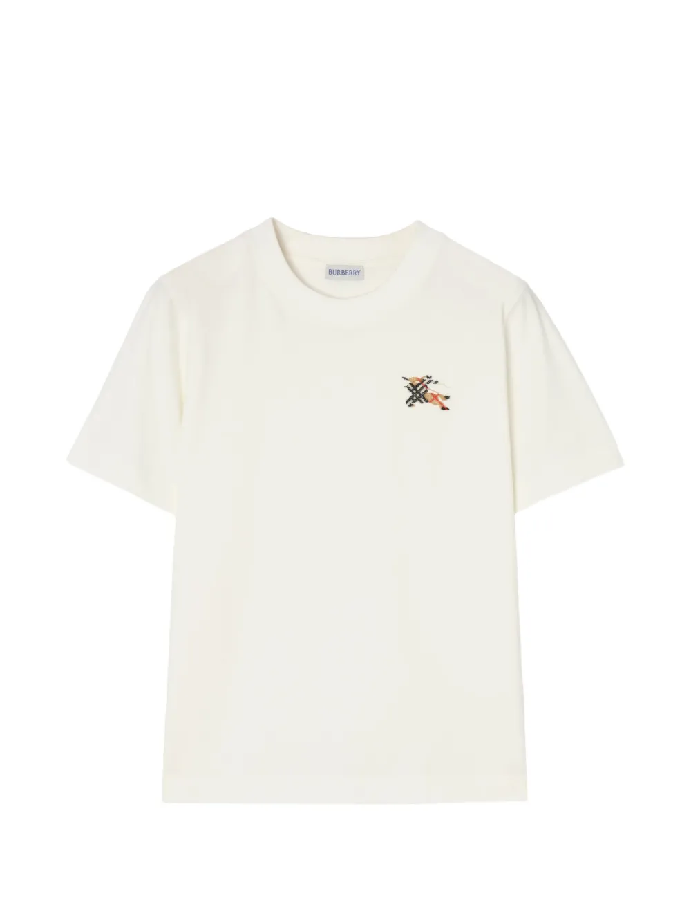 Burberry T-shirt Knight Check in cotone - Bianco