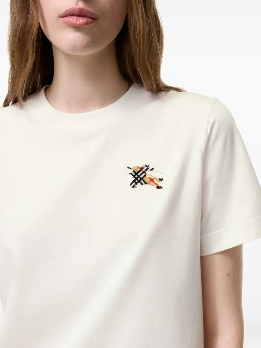 Burberry Knight Check katoenen T-shirt Wit