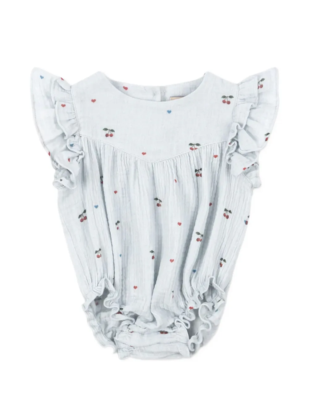 Konges Sløjd Coco cherry-print ruffled bodysuit - Blau