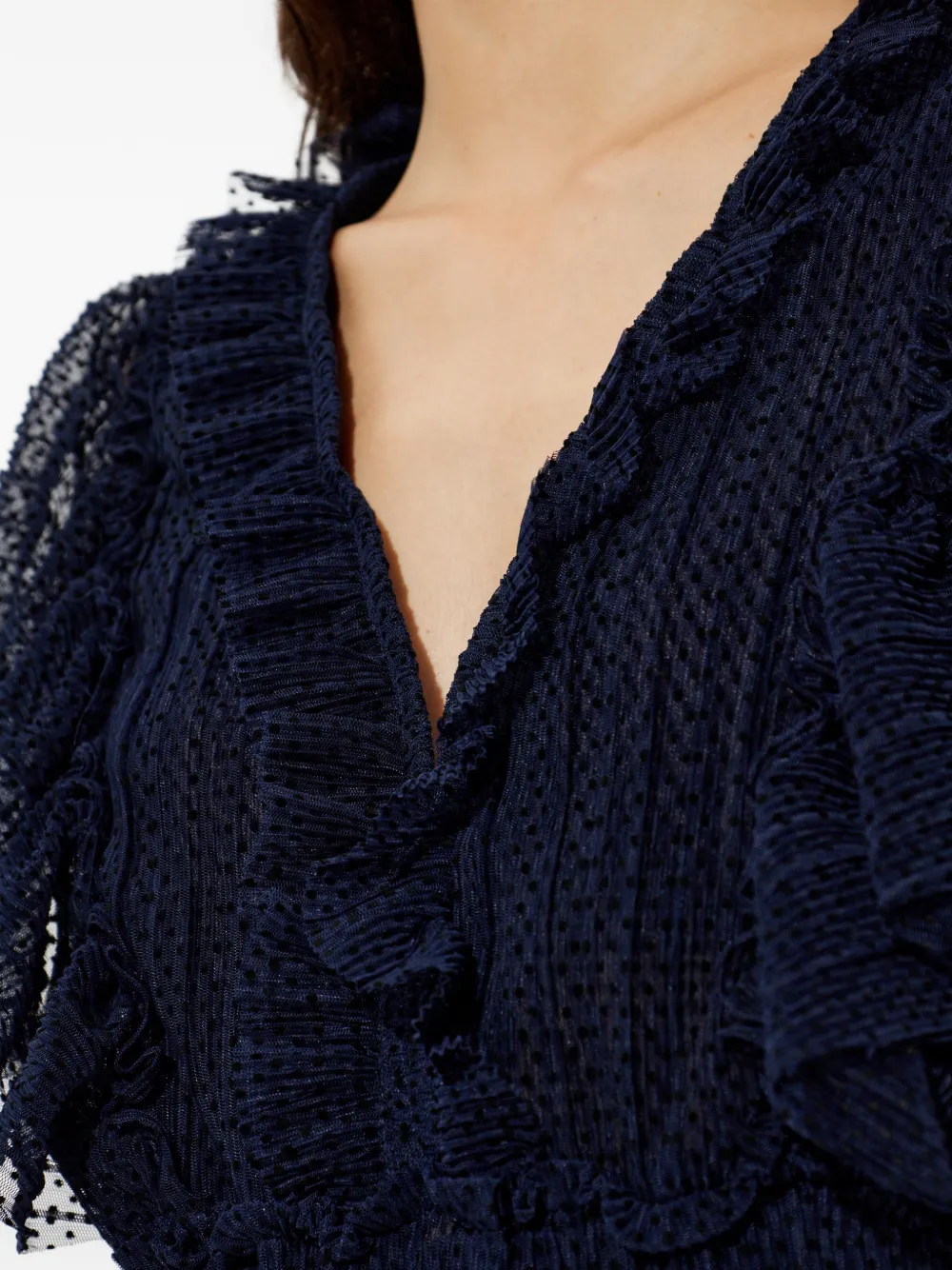 MUNTHE Noriz gelaagde maxi-dress met ruches Blauw