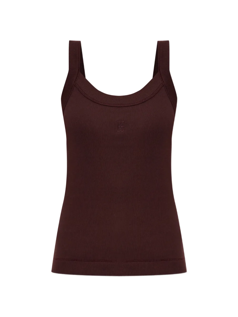 By Malene Birger Frillio ribbed logo-embroidered cotton top - Rosso