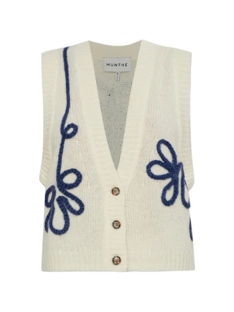 MUNTHE — Nowland embroidered knitted sleeveless wool cardigan