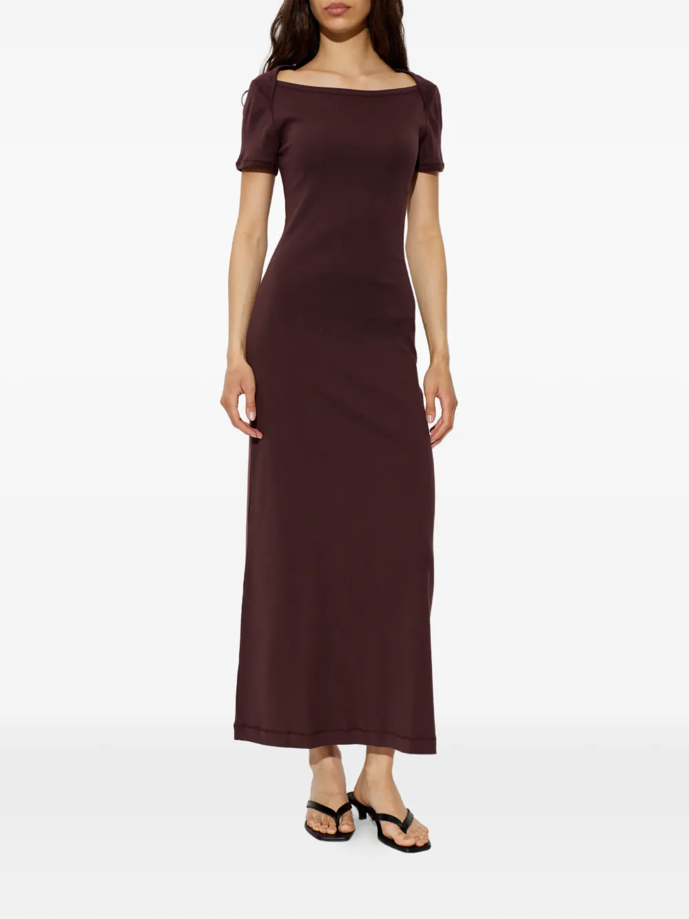 By Malene Birger Irina maxi-dress met korte mouwen en boothals Rood