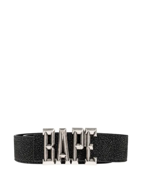 A BATHING APE® logo-buckle leather belt