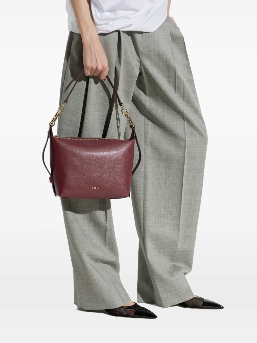 Furla Tonie leren schoudertas Rood