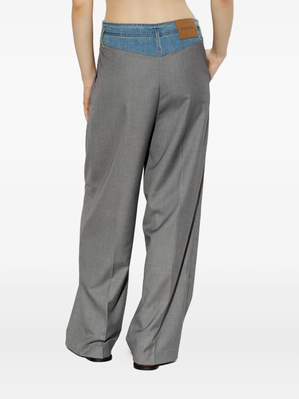 MUNTHE Normay plooibroek met denim tailleband Grijs