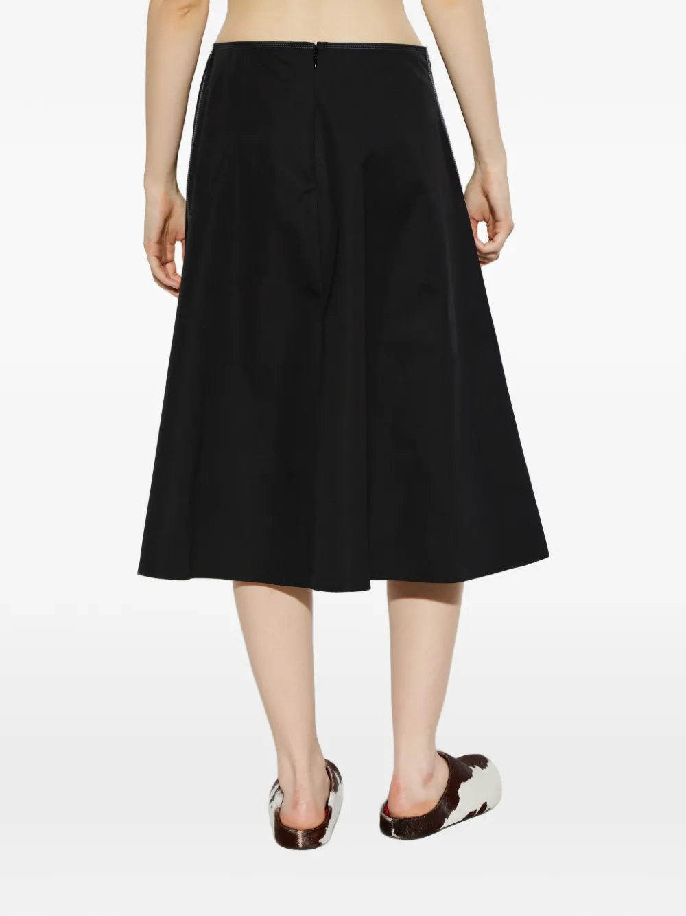 Marni Flared rok met contrasterend stiksel Zwart