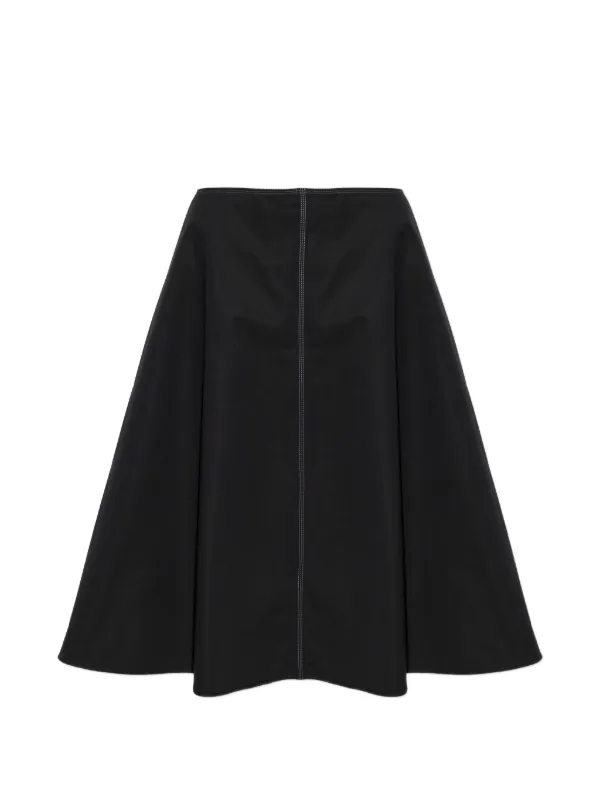 Marni Contrast-stitch A-line Midi Skirt in Black