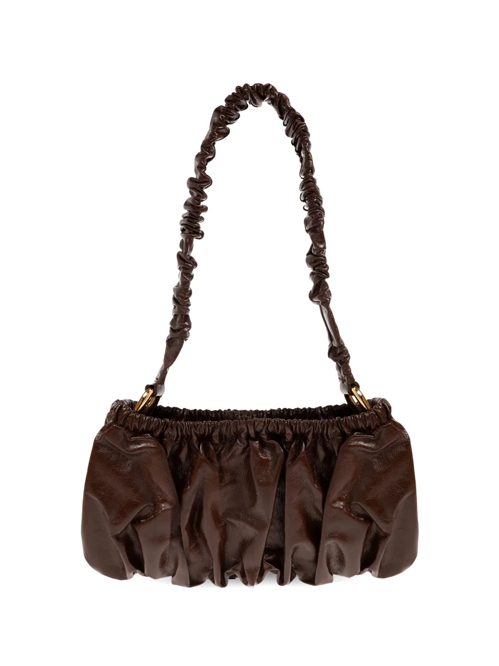 Marni ruched-leather tote bag - Braun
