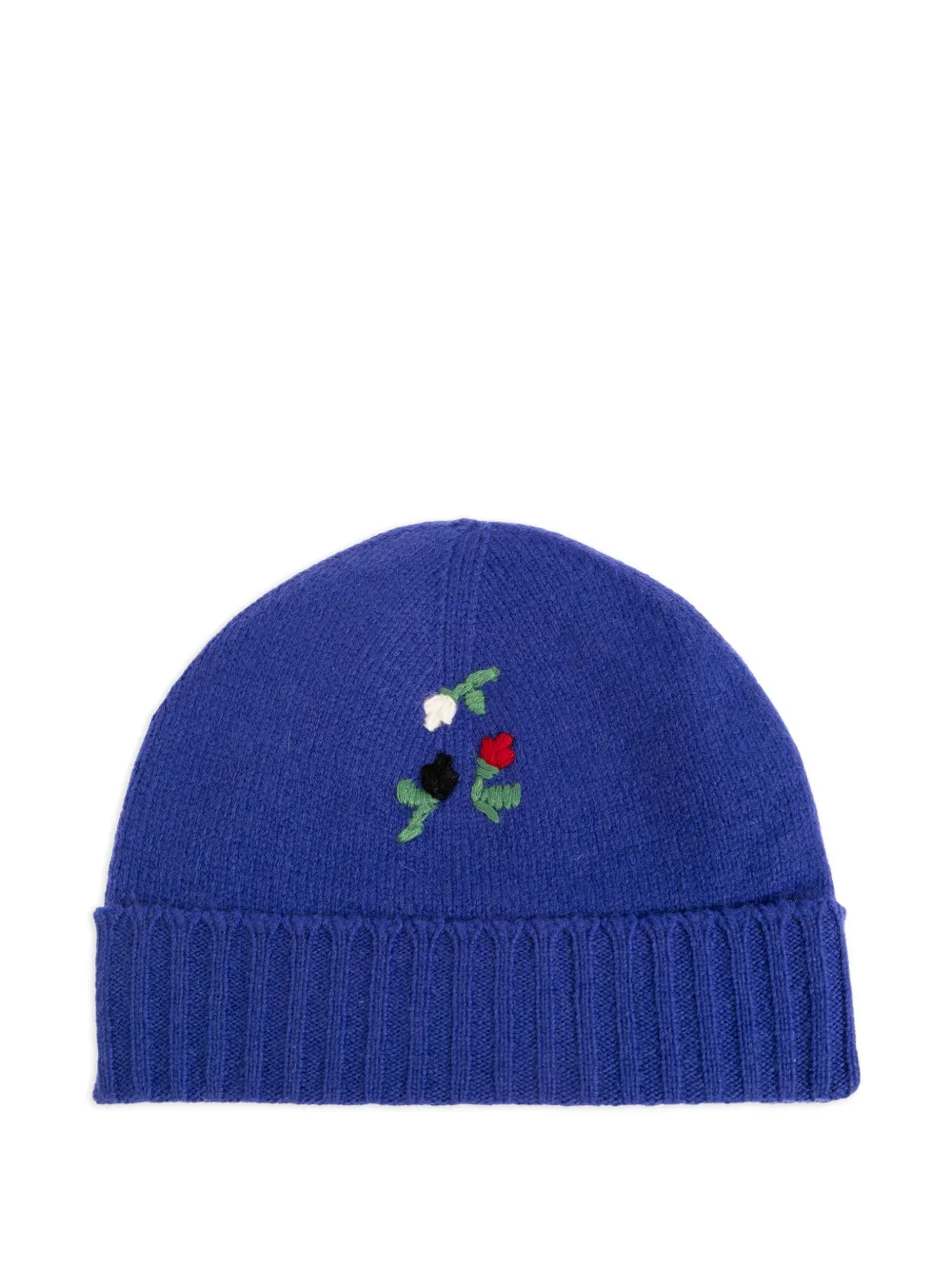 Marni Wollen muts met geborduurde bloemen Blauw