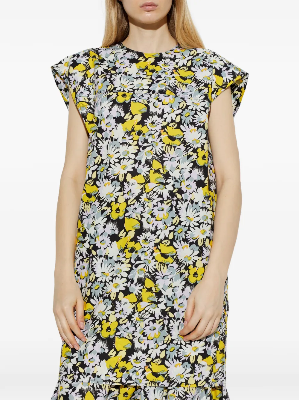 Marni Gelaagde midi-jurk met bloemenprint Wit