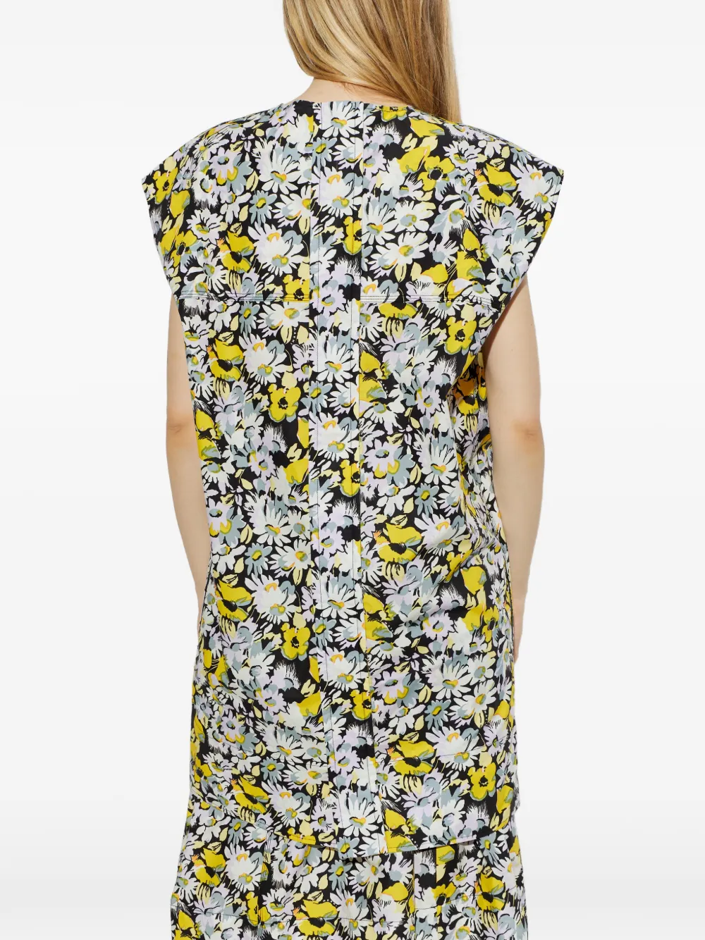 Marni Gelaagde midi-jurk met bloemenprint Wit