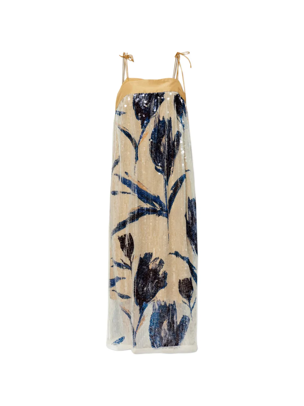 MUNTHE Nara sequin-embellished floral-print midi dress - Toni neutri