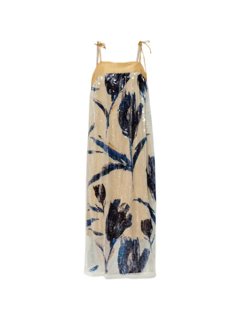 MUNTHE Nara sequin-embellished floral-print midi dress