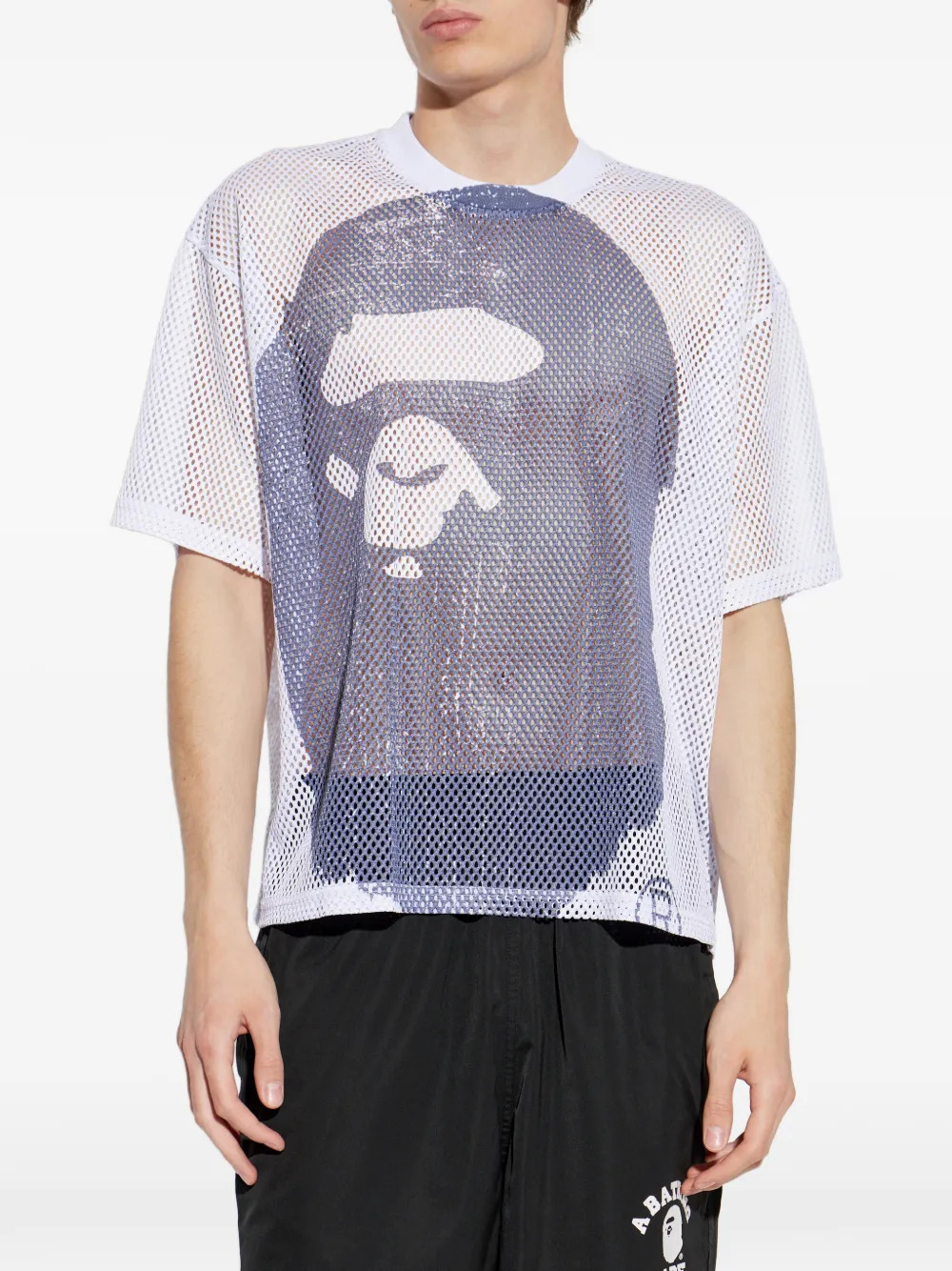 A BATHING APE Head mesh T-shirt Wit