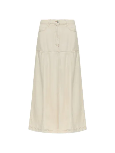 MUNTHE Tuxya contrast-stitch panelled maxi skirt