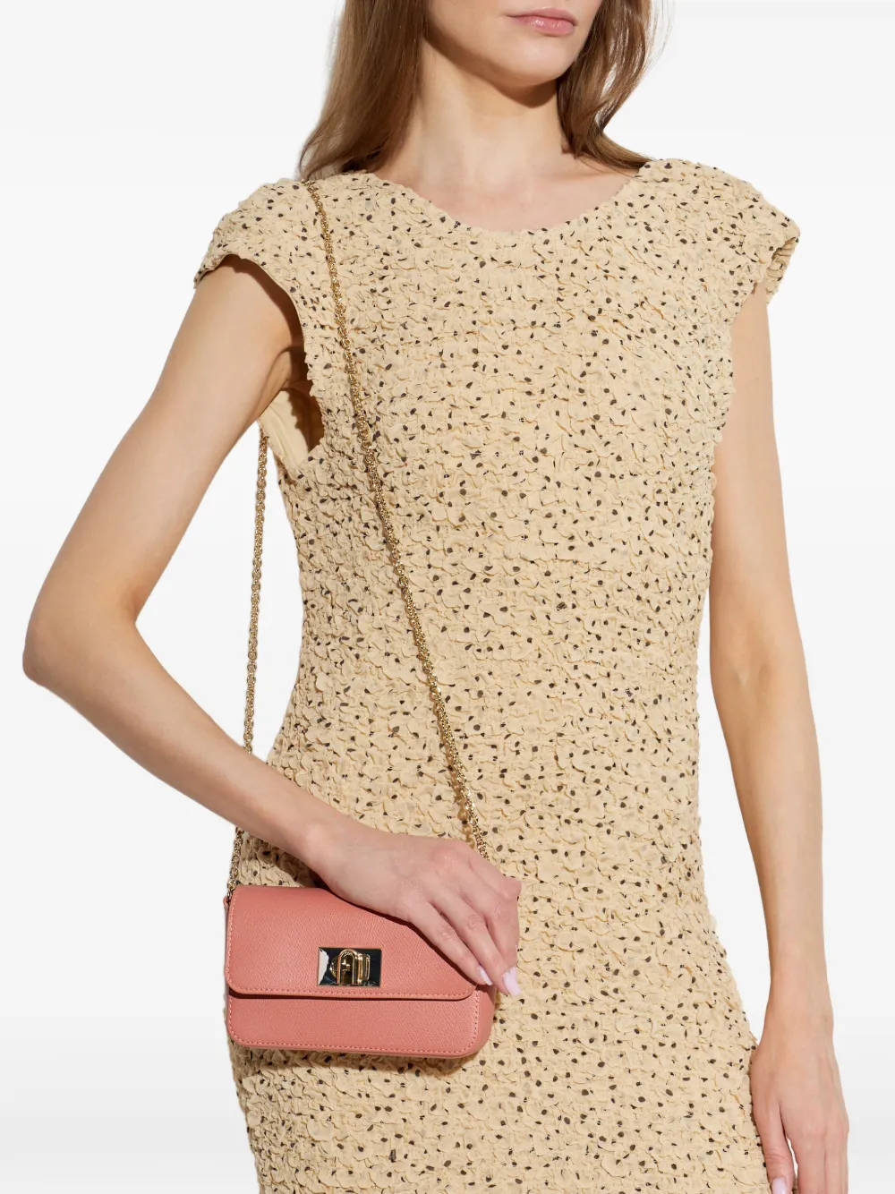 Furla 1927 leren mini-crossbodytas met korrelafwerking Roze