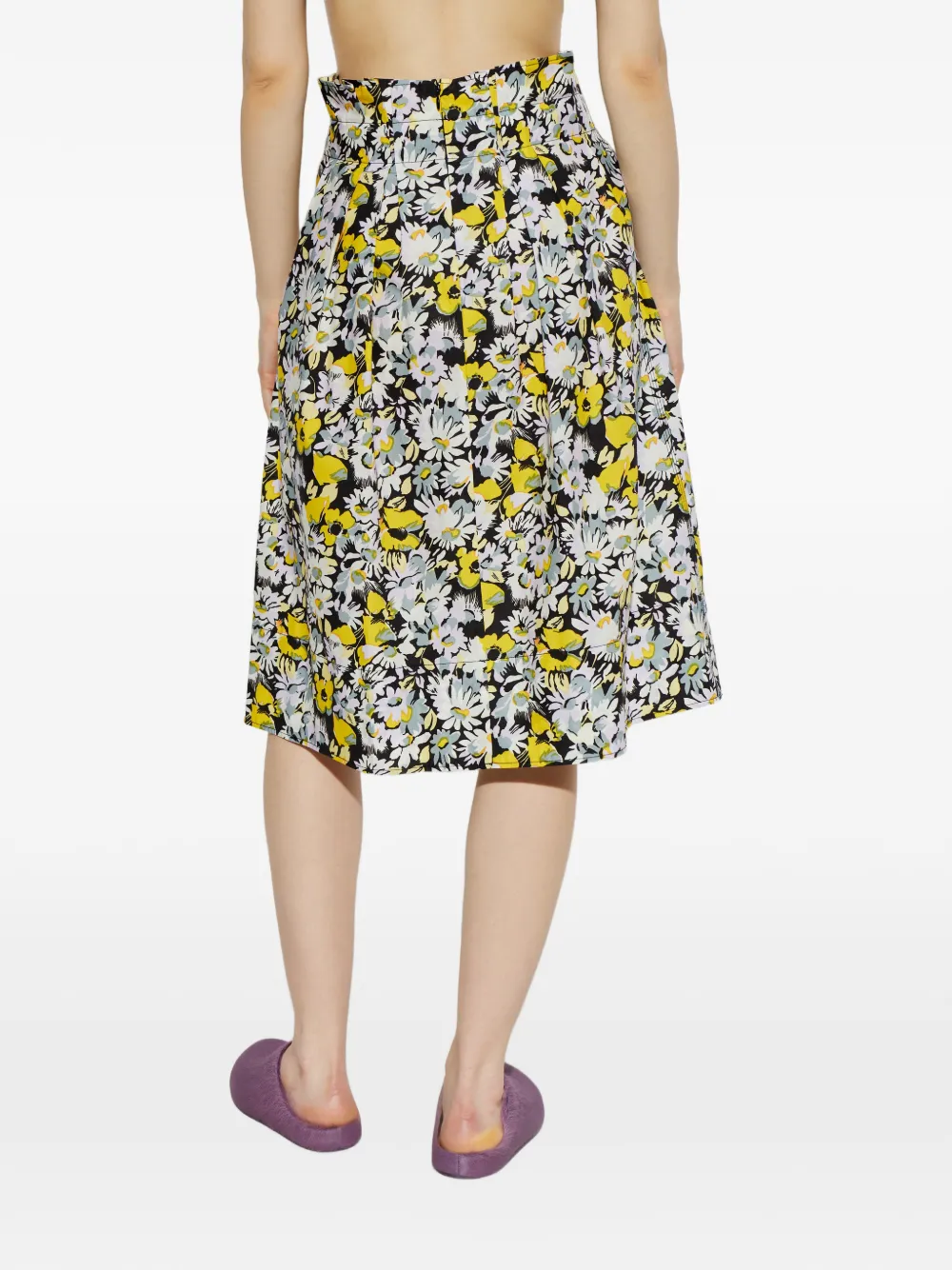 Marni Plooirok met bloemenprint Wit