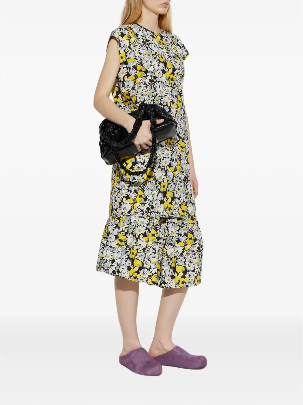 Marni Plooirok met bloemenprint Wit