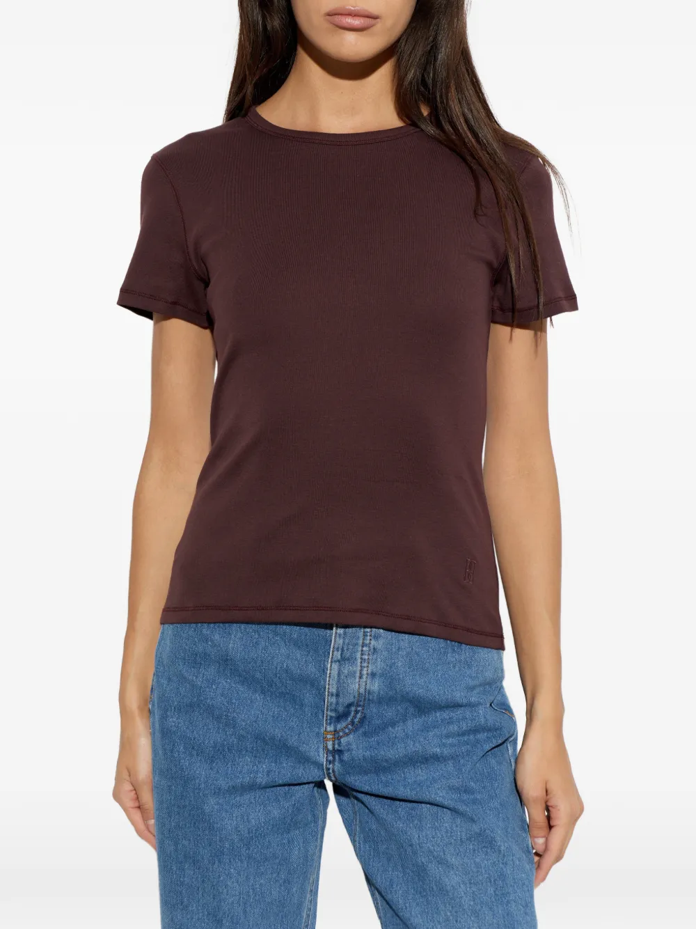 By Malene Birger Alicia T-shirt met geborduurd logo Rood