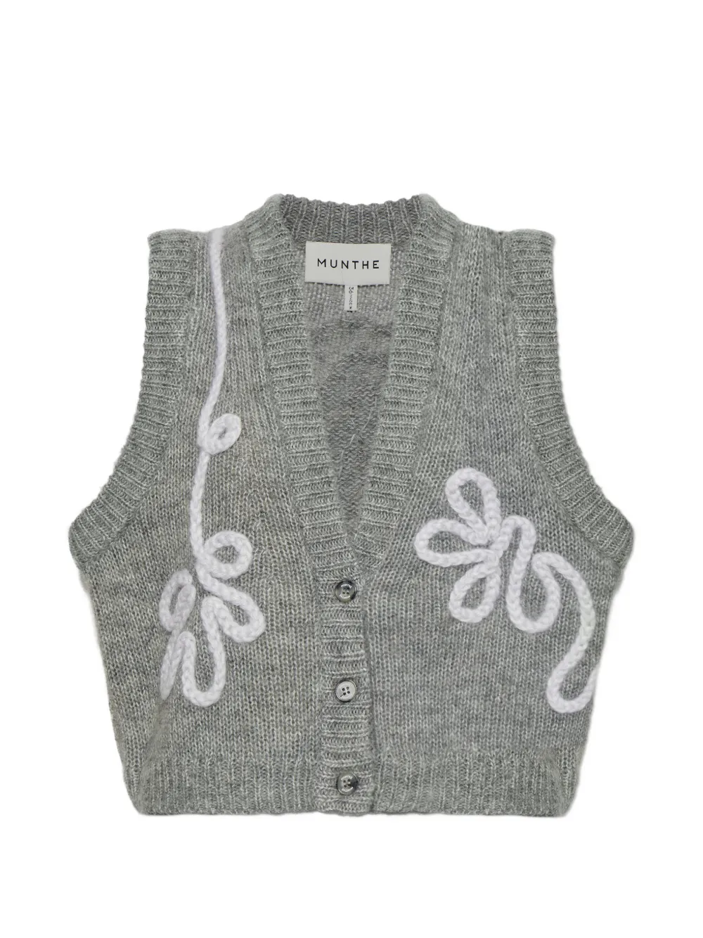 MUNTHE Nowland embroidered knitted sleeveless wool cardigan - Grigio