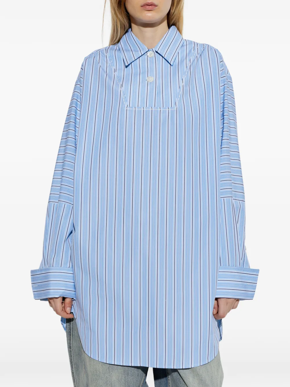  Marni Vestido Corto Oversize A Rayas - Azul 