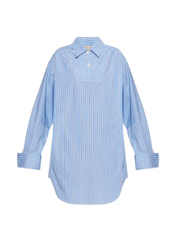 Marni Stripe-pattern Oversized Mini Dress in Blue