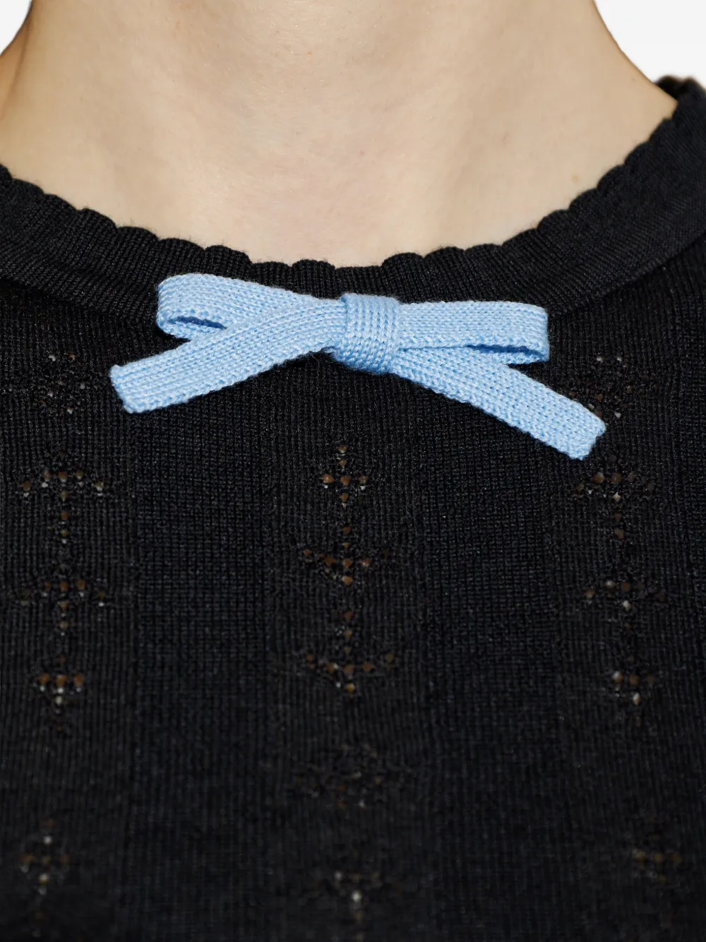 Marni Wollen T-shirt met strikdetail Blauw