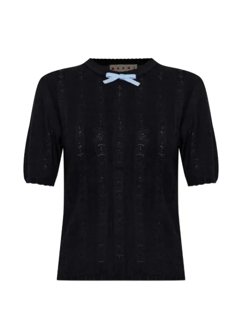 Marni bow-detail knitted wool T-shirt