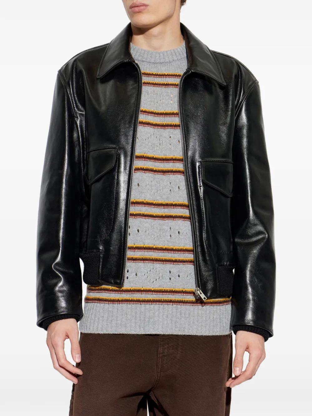 Marni Leren jack Zwart