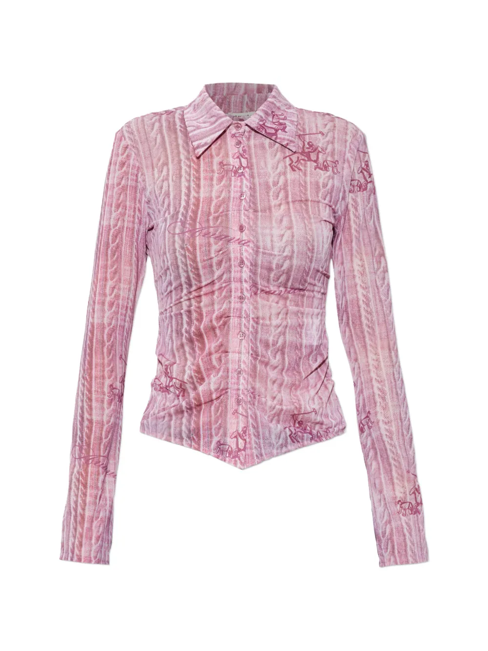 AVAVAV cable-knit-print ruched shirt - Rosa